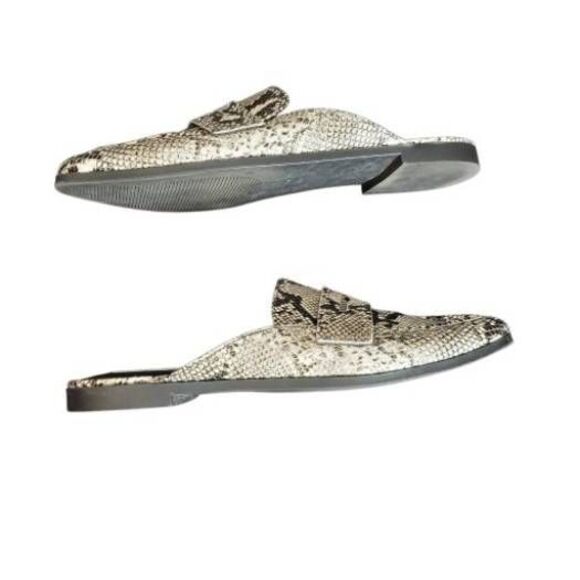 Steve Madden Snakeskin PU Leather Slip-on Kendle Mule Flat Taupe Tan Size 7.5 - Picture 8 of 12